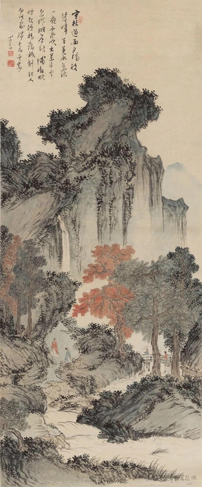 溥儒《丛林遇雨图》 历代国画 第1张