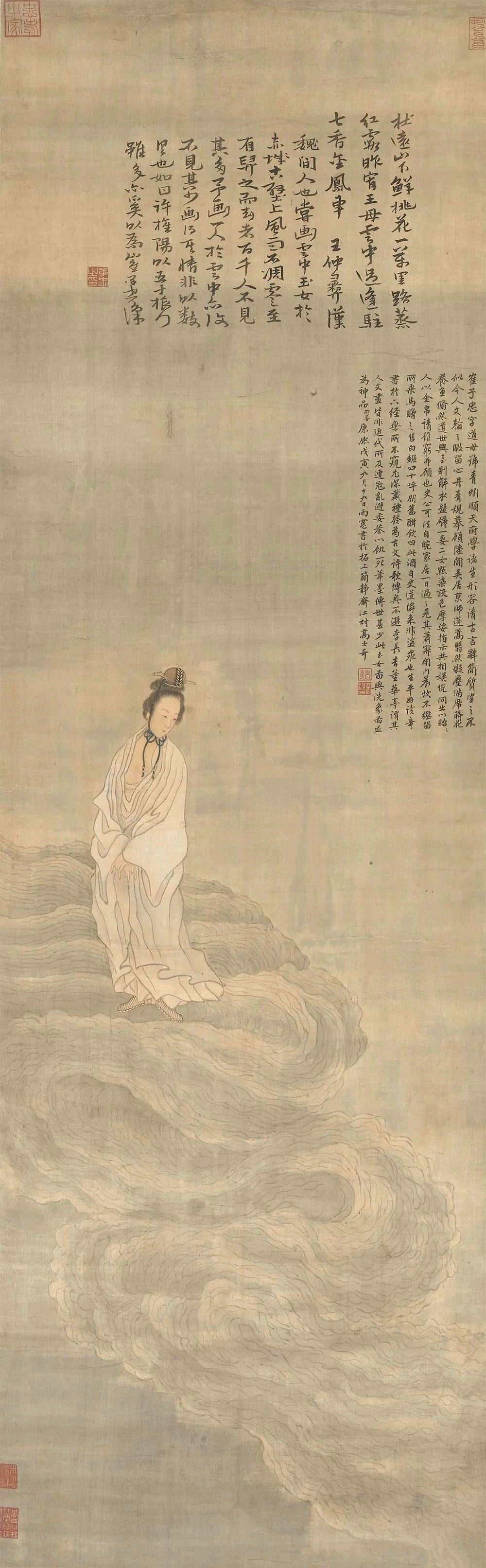 崔子忠《云中玉女图轴》 历代国画 第1张-墨韵书香 崔子忠《云中玉女图轴》 历代国画 第1张