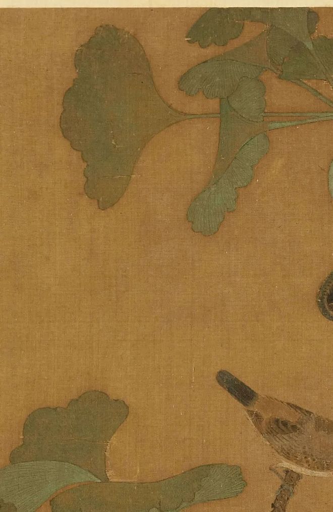 马世昌《银杏翠鸟图》 历代国画 第5张-墨韵书香 马世昌《银杏翠鸟图》 历代国画 第5张