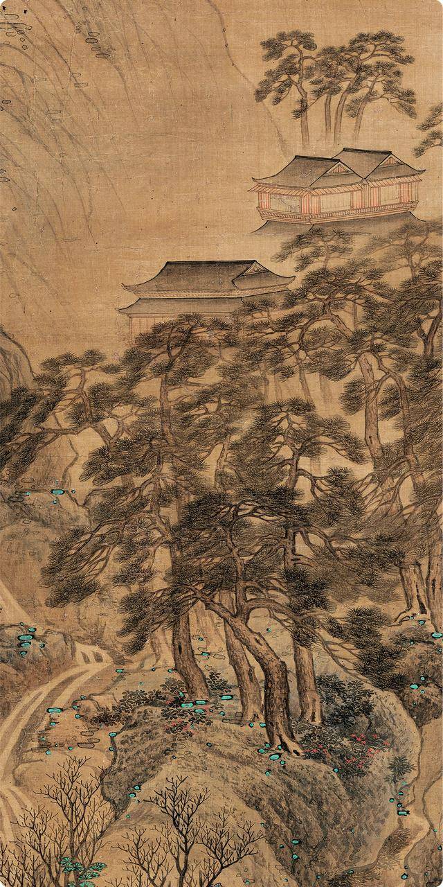 蓝瑛《松萝晚翠图》 历代国画 第5张