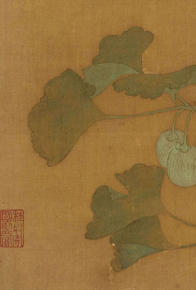 马世昌《银杏翠鸟图》 历代国画 第6张-墨韵书香 马世昌《银杏翠鸟图》 历代国画 第6张