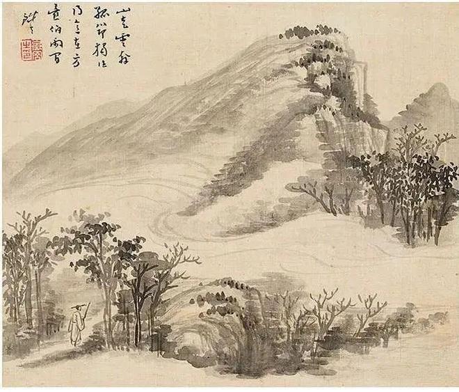 奚冈 淡墨山水 历代国画 第8张