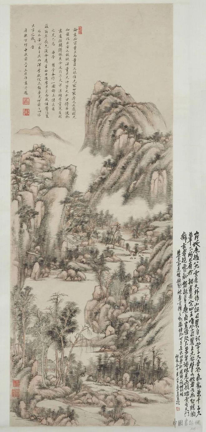 王原祁《仿黄公望山水图》 历代国画 第1张