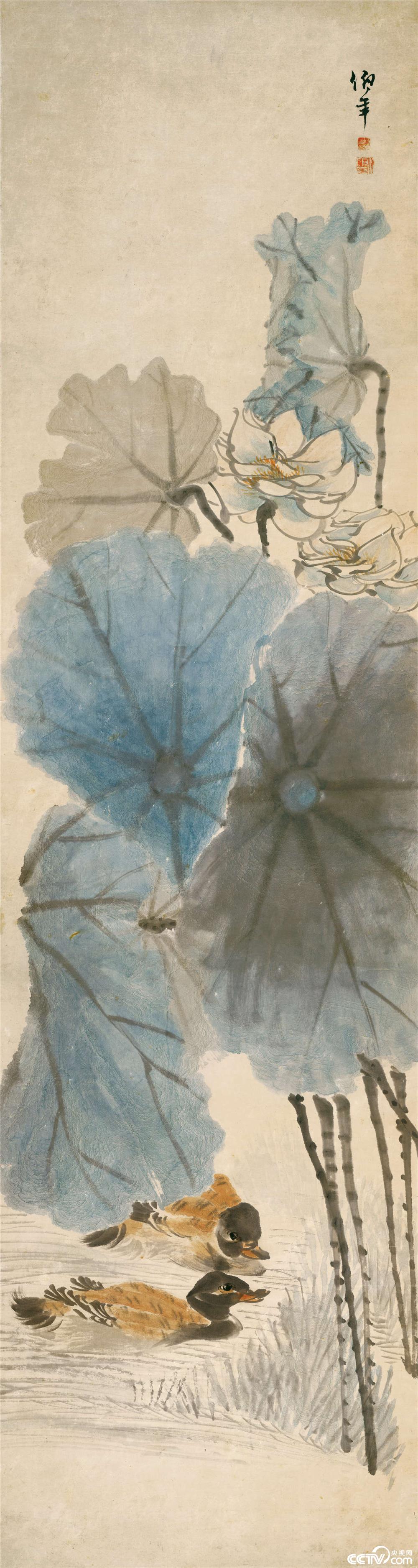 任伯年《荷花鸳鸯》 历代国画 第1张