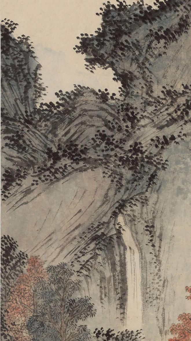 溥儒《丛林遇雨图》 历代国画 第7张