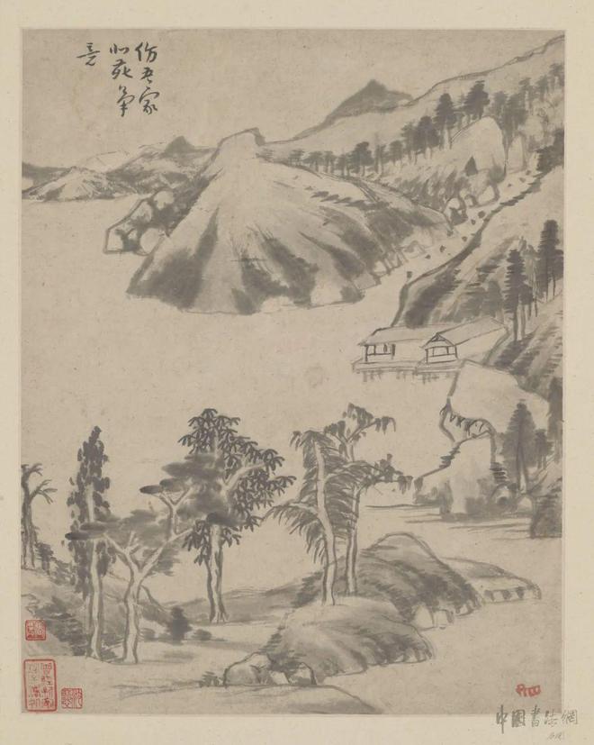 朱耷《临董其昌山水册》 历代国画 第5张