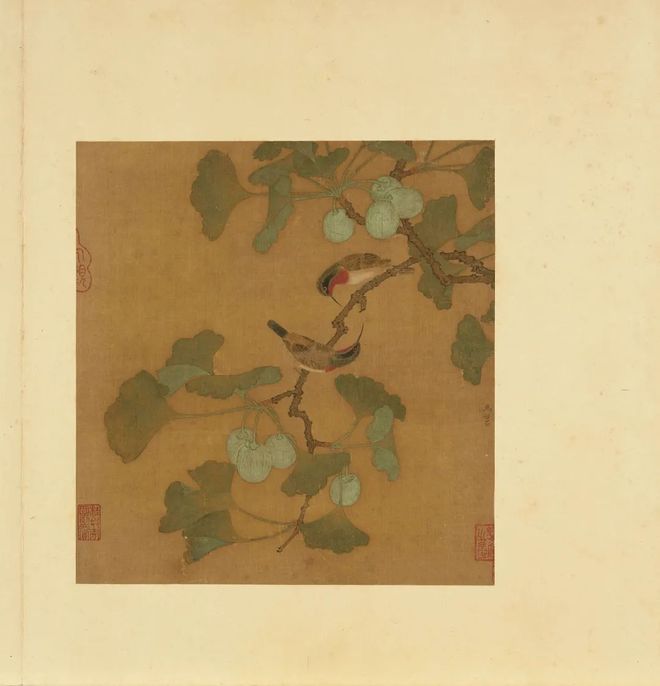 马世昌《银杏翠鸟图》 历代国画 第1张-墨韵书香 马世昌《银杏翠鸟图》 历代国画 第1张