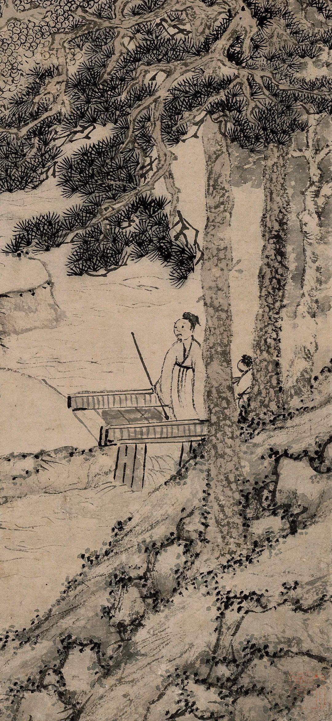文伯仁《松风高士图》 历代国画 第2张