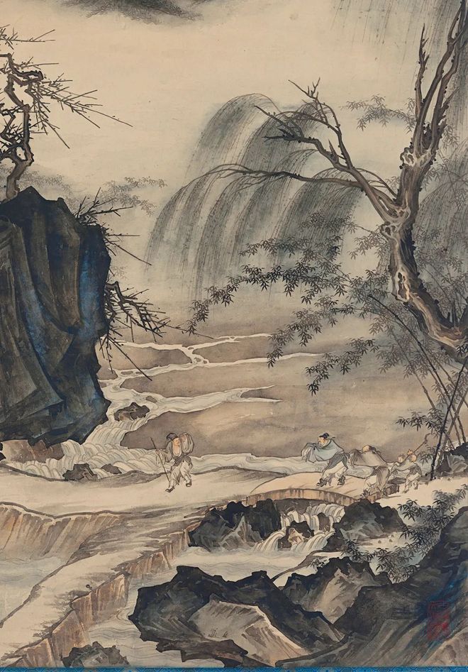 陈少梅 《仿宋人马远踏歌图》 历代国画 第2张