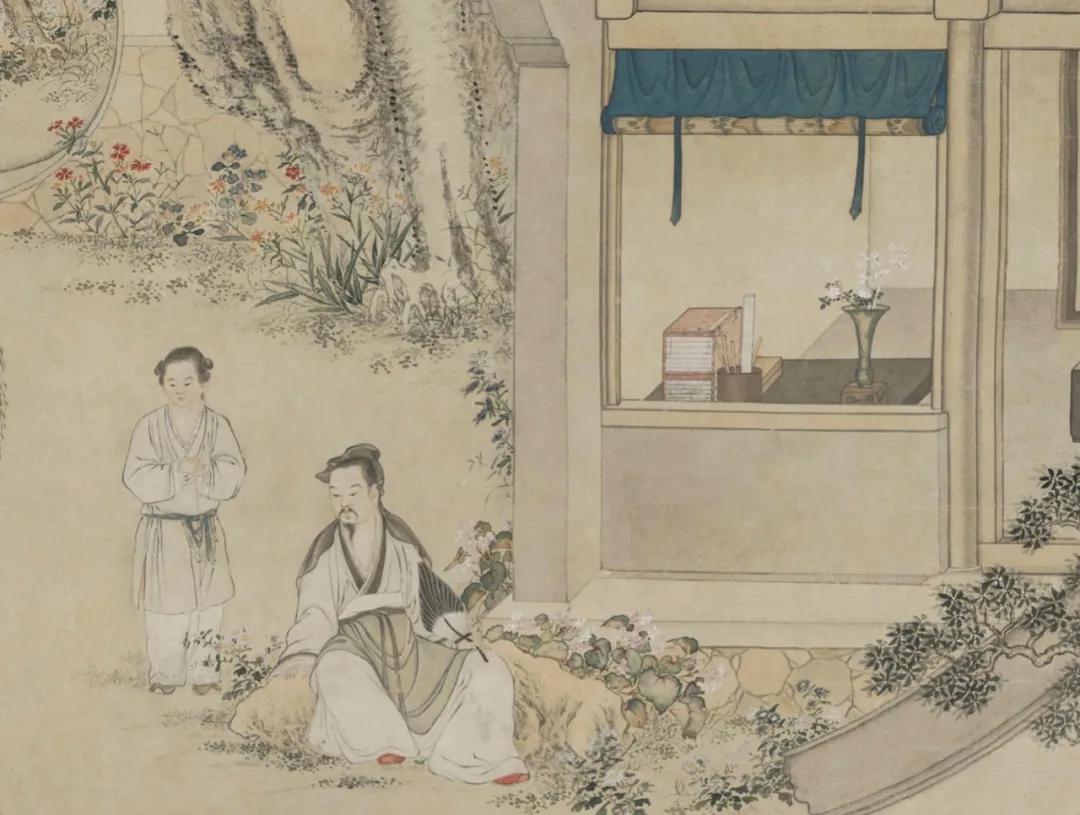 清  余省《种秋花图》 历代国画 第2张