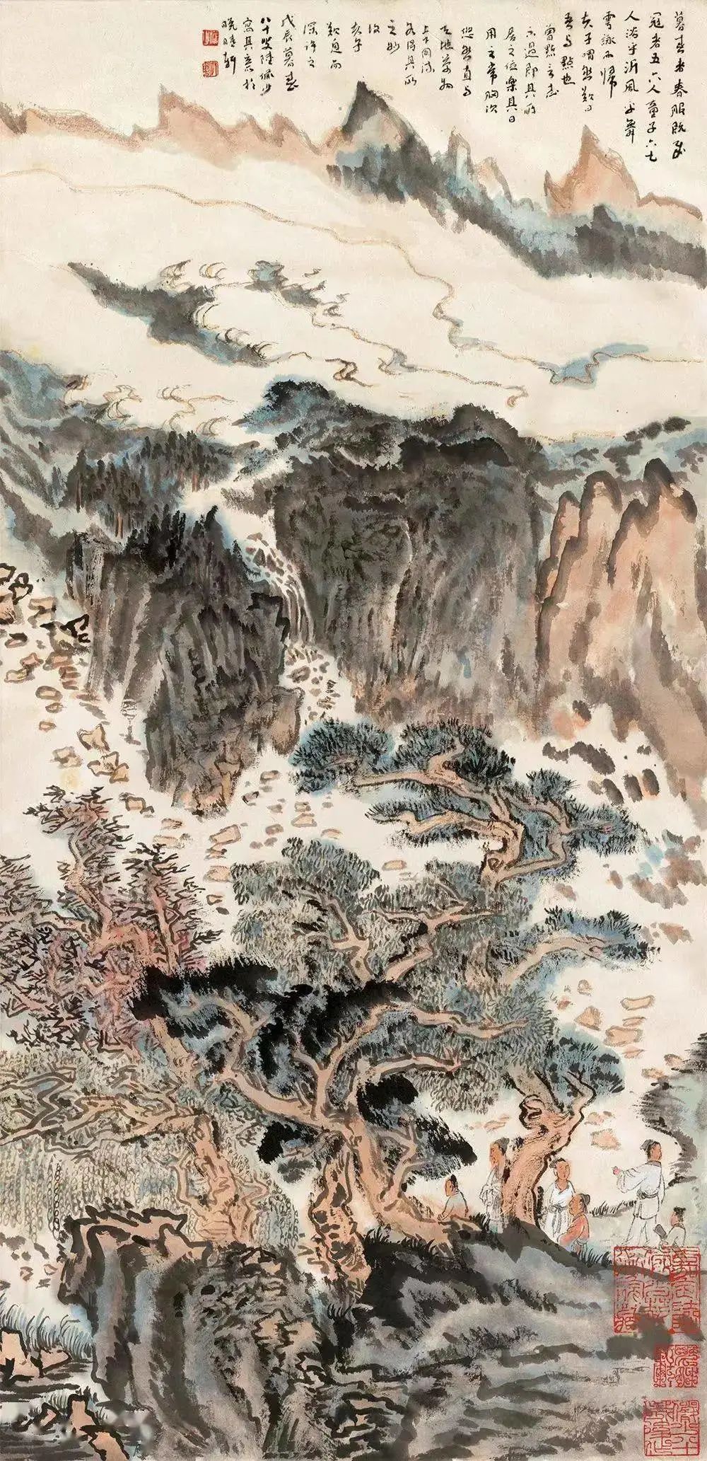 陆俨少《暮春泳归图》 历代国画 第1张