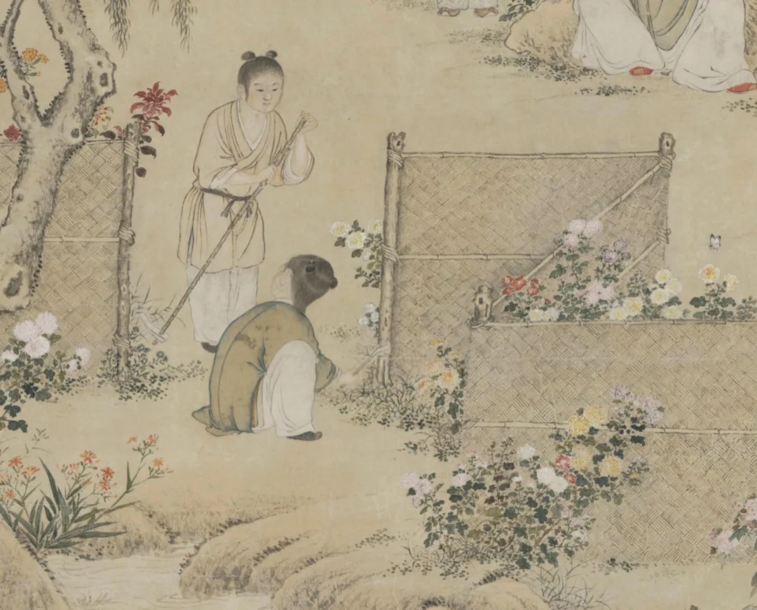 清代余省《种秋花图》 历代国画 第3张