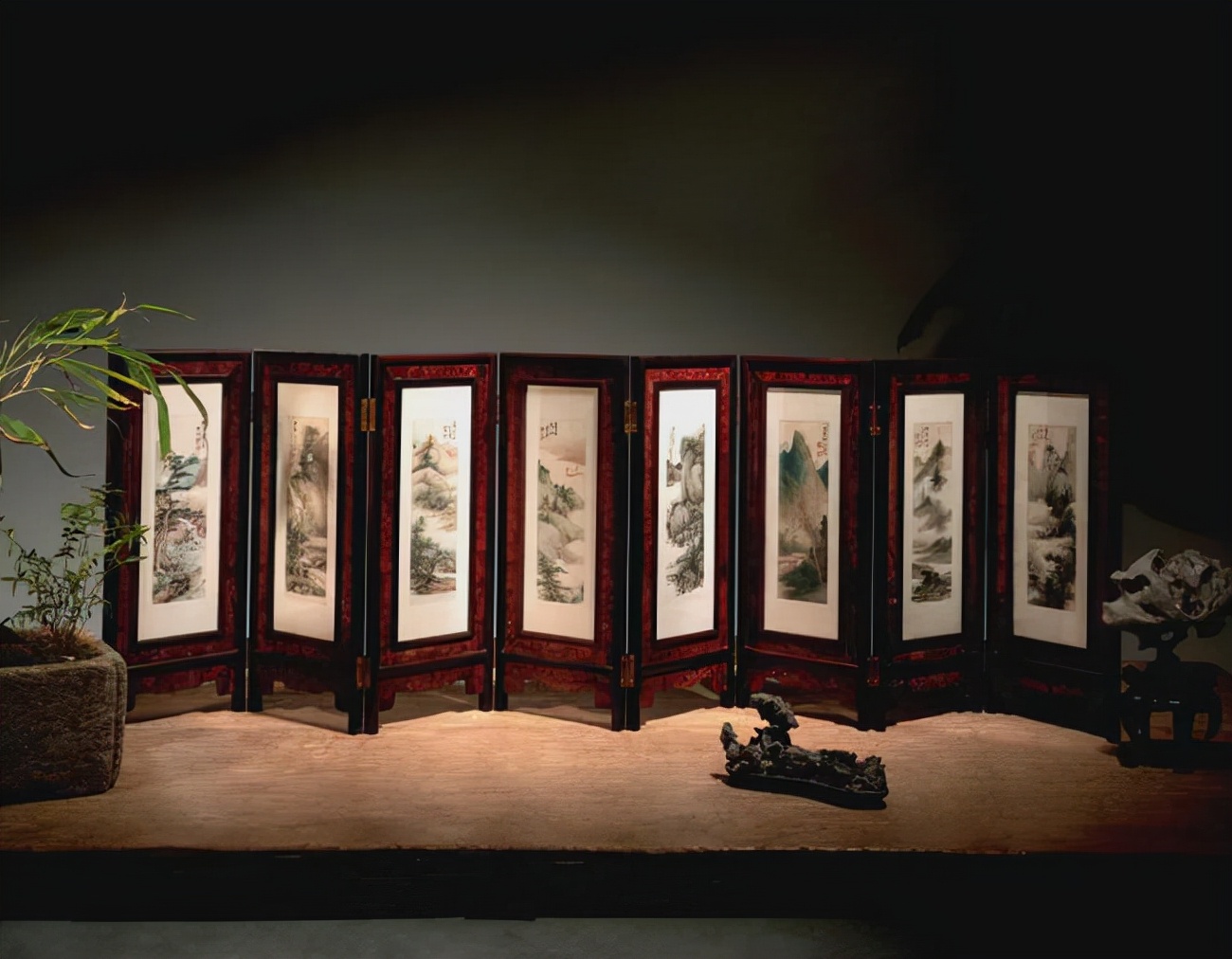 启功《山水八砚屏》 历代国画 第2张