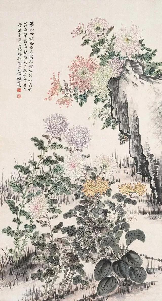 顾伯达《菊花》 历代国画 第5张
