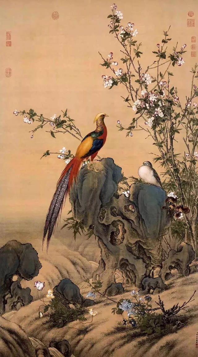 郎世宁《锦春图》 历代国画 第1张