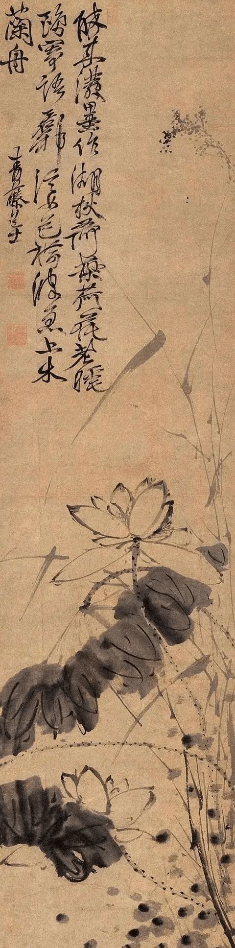 明 徐渭 《墨荷图》 历代国画 第1张