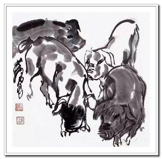 黄胄画猪，憨态可掬 历代国画 第3张