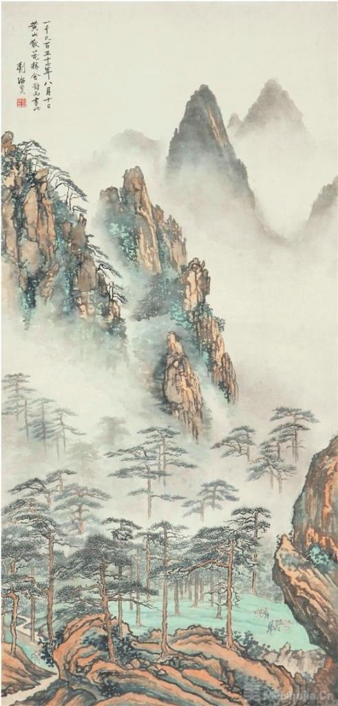 晴岚烟雨入画来——读刘海粟《黄山散花坞》 历代国画 第1张