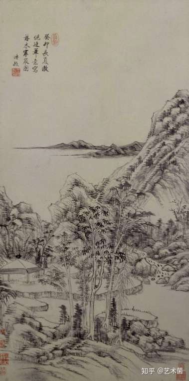 王时敏《落木寒泉图轴》 历代国画 第1张