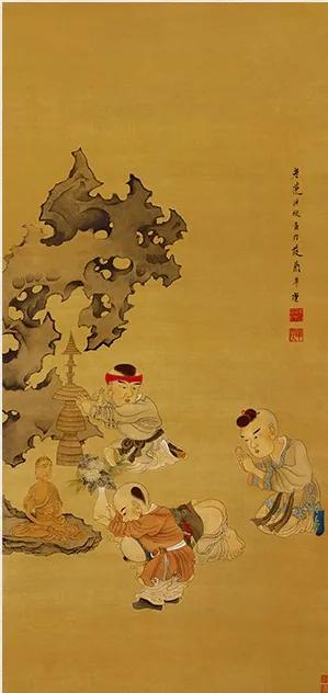 明 陈洪绶《戏婴图》 历代国画 第1张