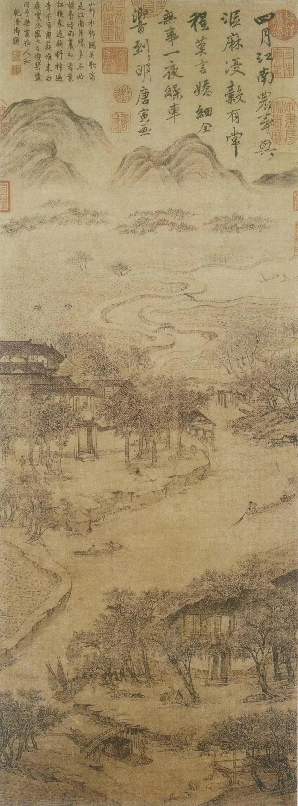 明  唐寅 《江南农事图》 历代国画 第1张