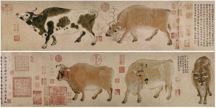 唐 韩滉《五牛图卷》 历代国画 第2张