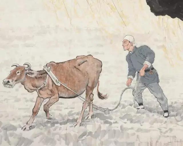 徐悲鸿 《九州无事乐耕耘》 历代国画 第6张