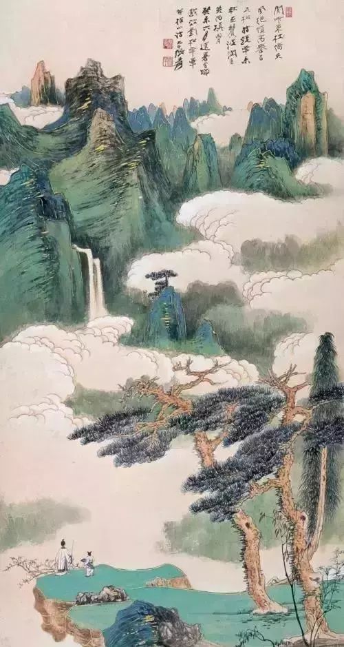 张大千崇山观瀑图大全 历代国画 第1张-墨韵书香 张大千崇山观瀑图大全 历代国画 第1张