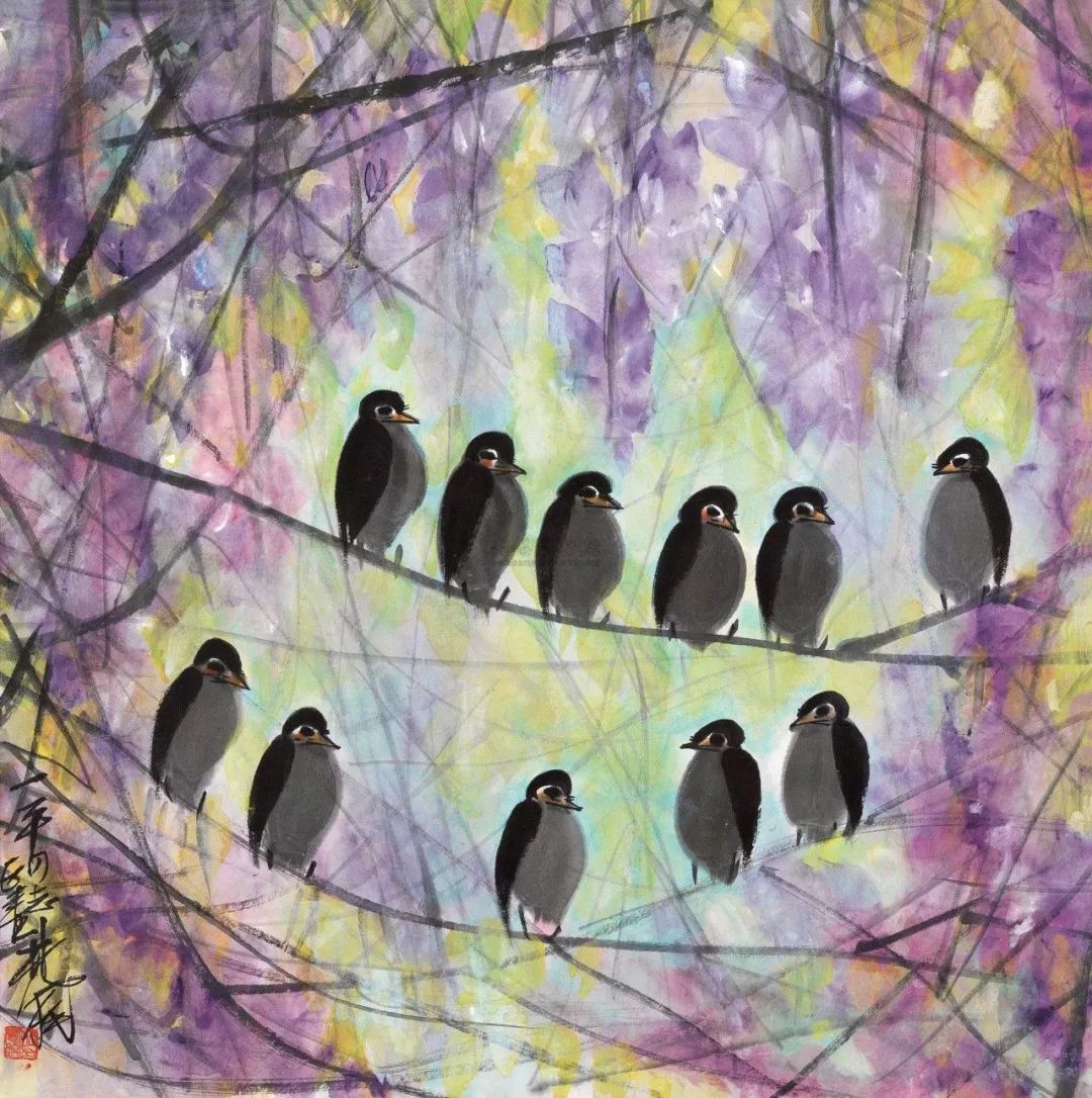 林风眠 笔下的呆萌小鸟 历代国画 第13张