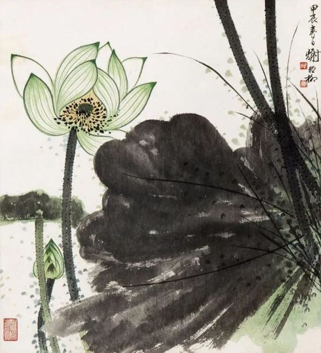 谢稚柳笔下的荷花，凝静含蓄中见潇洒！ 历代国画 第12张