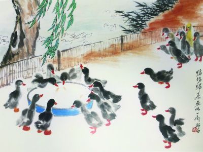 娄师白《鸭场一角》赏析 历代国画 第1张