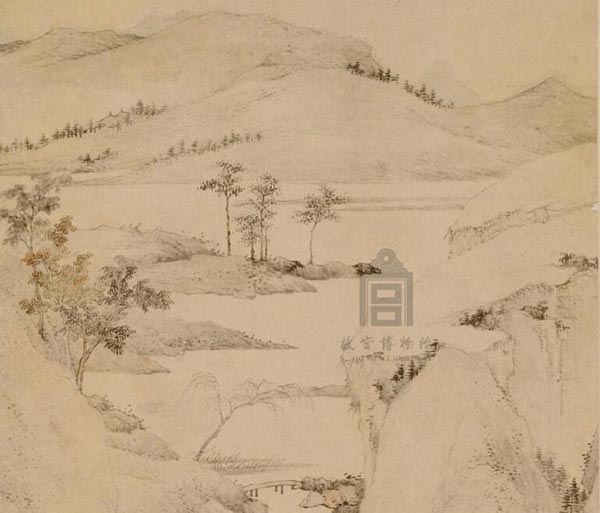 查士标《秋林远岫图》 历代国画 第3张