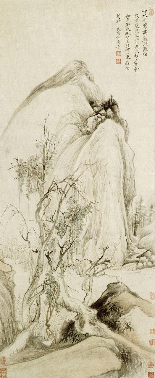 清 恽寿平《古木垂萝图》 历代国画 第1张