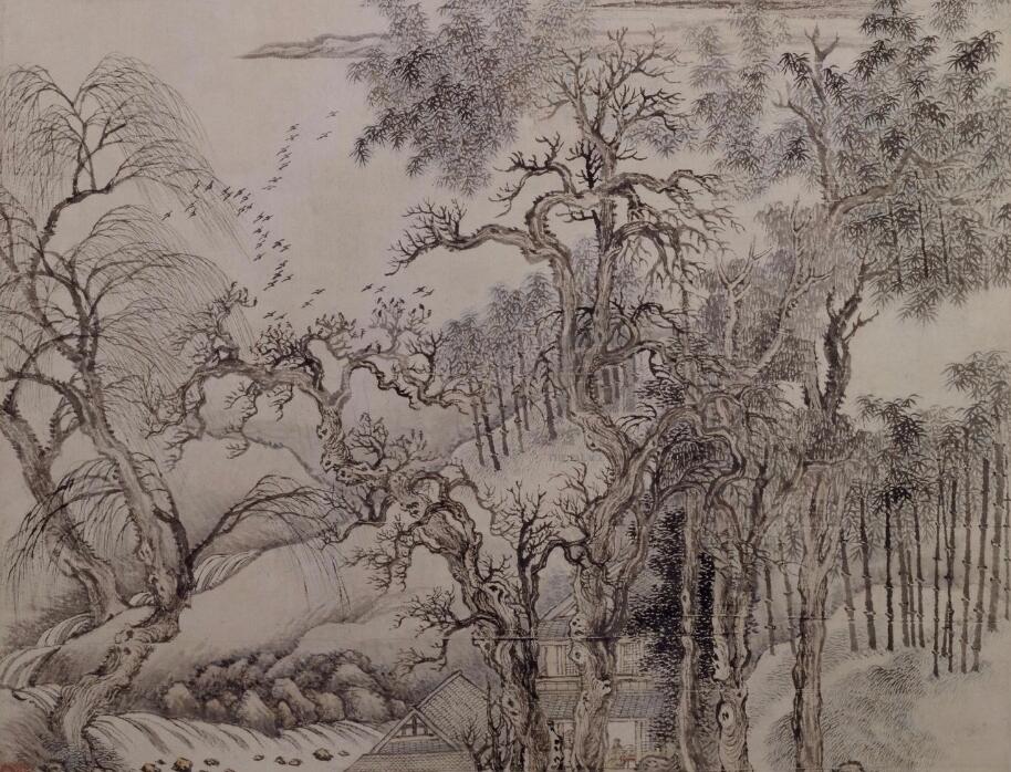 王翚《秋树昏鸦图》 历代国画 第3张