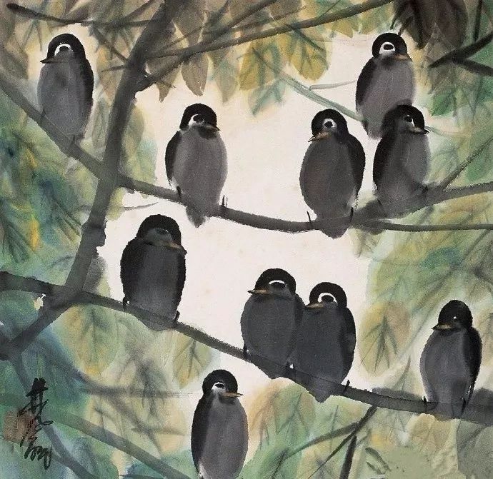 林风眠 笔下的呆萌小鸟 历代国画 第16张