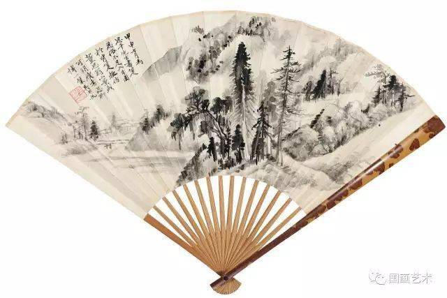 吴湖帆扇面作品欣赏（竹石山水） 历代国画 第17张