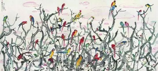 吴冠中 鹦鹉天堂 历代国画 第1张