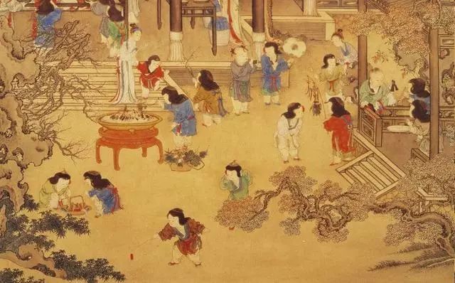 清代姚文瀚《岁朝欢庆图》 历代国画 第5张