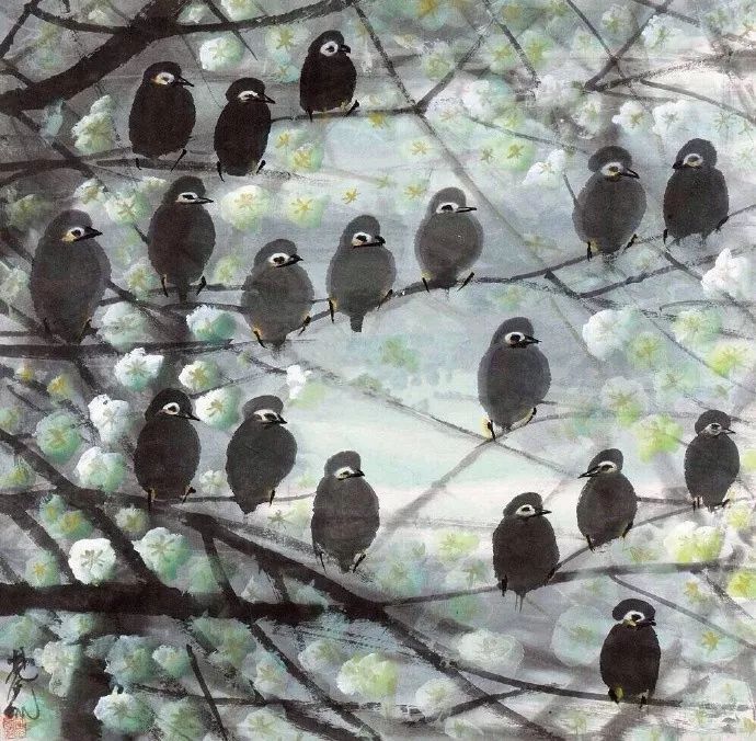 林风眠 笔下的呆萌小鸟 历代国画 第6张