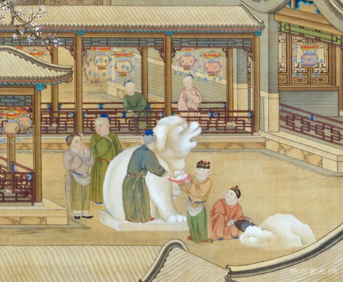 清 郎世宁等《乾隆帝岁朝行乐图》轴 历代国画 第5张