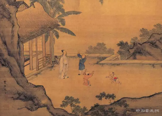明 周臣《画闲看儿童捉柳花句意》 历代国画 第4张