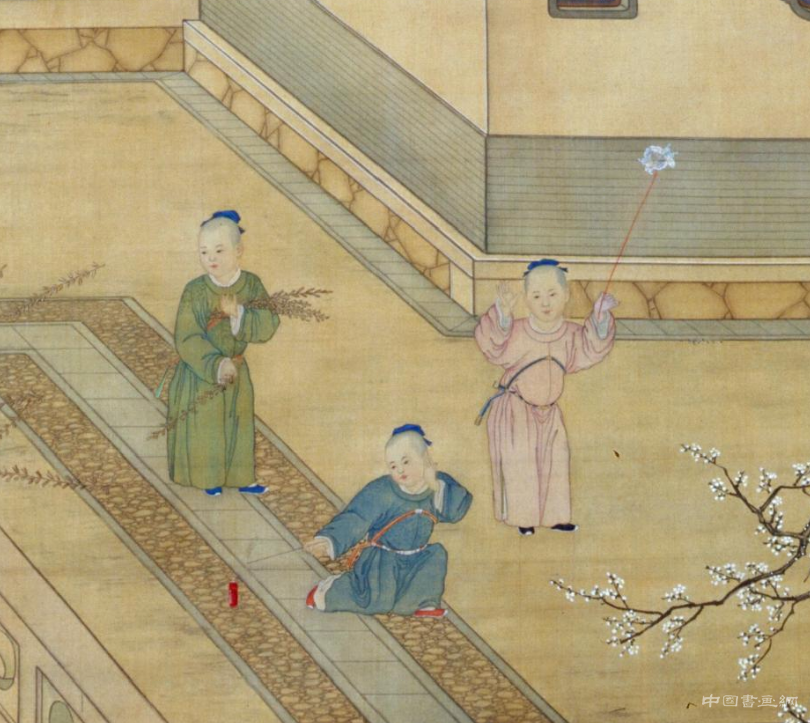 清 郎世宁等《乾隆帝岁朝行乐图》轴 历代国画 第6张