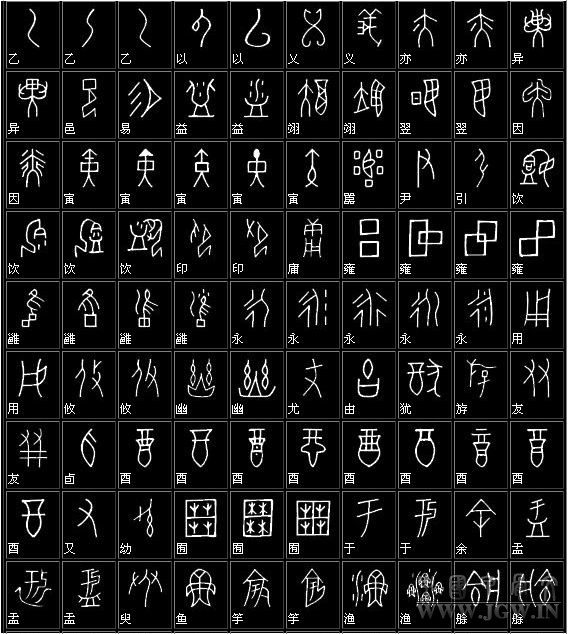 甲骨文与现代简体字的对照表 书画知识 第22张-墨韵书香 甲骨文与现代简体字的对照表 书画知识 第22张